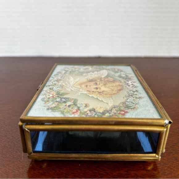 Angel Trinket/Jewellery Box Foiled Brass Stained Glass Thomas Cathey - Picture 4 of 8